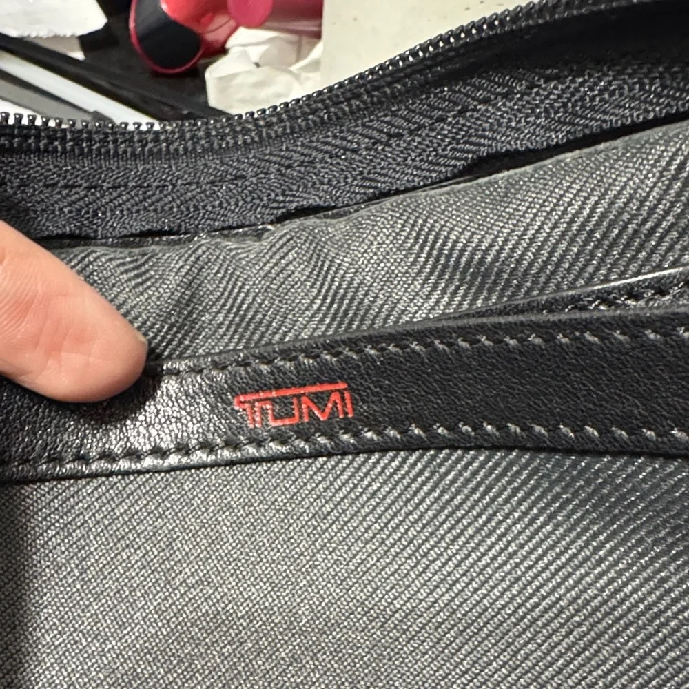 Tumi Black Leather Toiletry Bag
